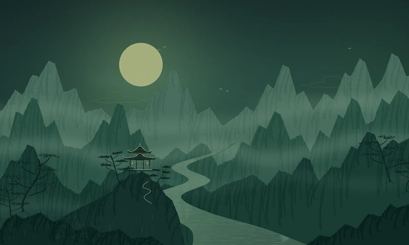 Default illustrated jade mountain landscape